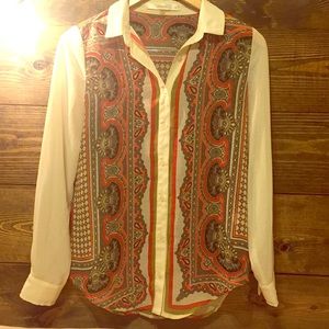 Beautiful pattern button down blouse